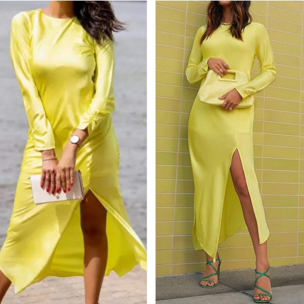 Express asymmetrical satin dress